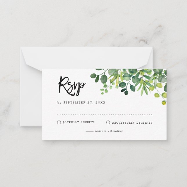 Carte De Correspondance BUDGET Jardin botanique verdure RSVP Mariage (Devant)