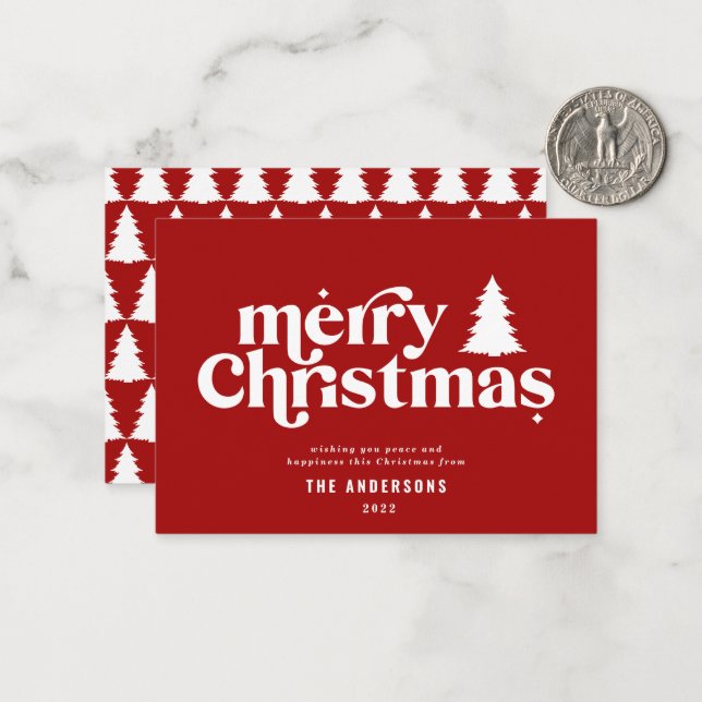 Carte De Correspondance budget Joyeux Noël graphique non photo (Devant/Arrière en situation)