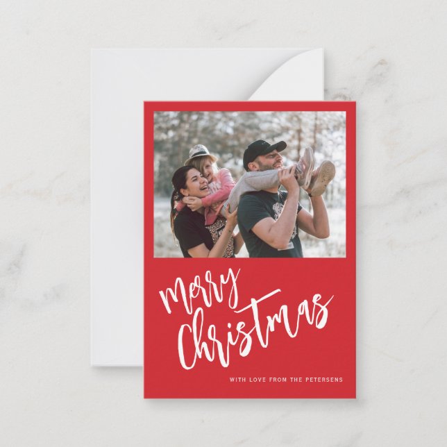 Carte De Correspondance Budget Joyeux Noël photo rouge Fête (Devant)