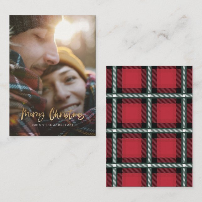 Carte De Correspondance budget joyeux noël rouge vacances photo (Devant / Derrière)