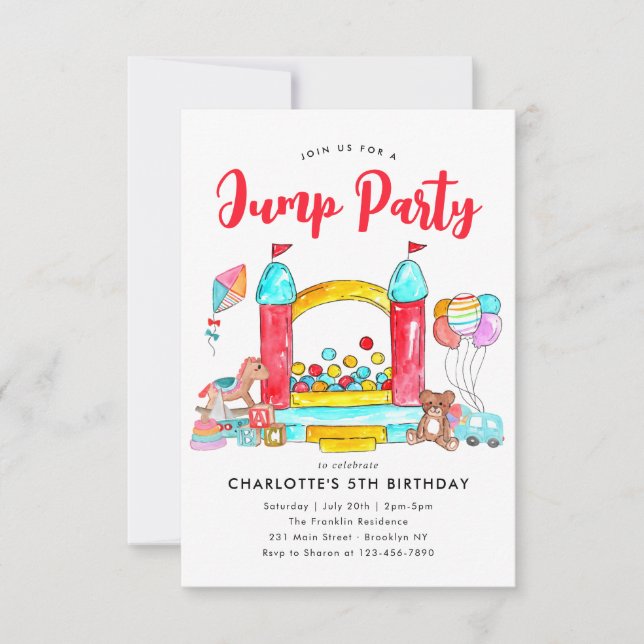 Carte De Correspondance Budget JUMP PARTY Bounce House Trampoline Annivers (Devant)