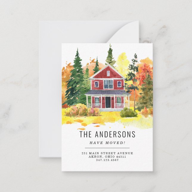 Carte De Correspondance Budget Maison Forêt Bois Nous avons déménagé autom (Devant)