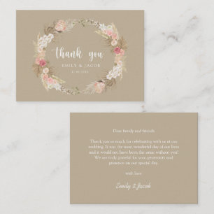 Carte De Correspondance Budget mariage Boho fleurie couronne merci