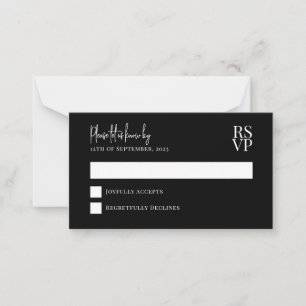 Carte De Correspondance BUDGET Mariage noir et blanc RSVP