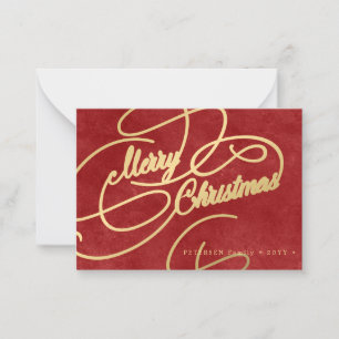 Carte De Correspondance Budget MINI TAILLE Joyeux Noël rouge Fête