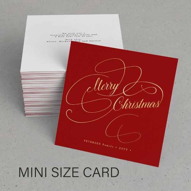 Carte De Correspondance Budget MINI TAILLE Joyeux script d'or Noël (Créateur téléchargé)