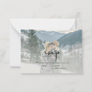 Carte De Correspondance BUDGET Moderne Élégant Script photo mariage RSVP