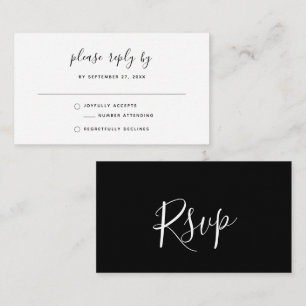 Carte De Correspondance Budget noir et blanc simple Bohême Mariage RSVP