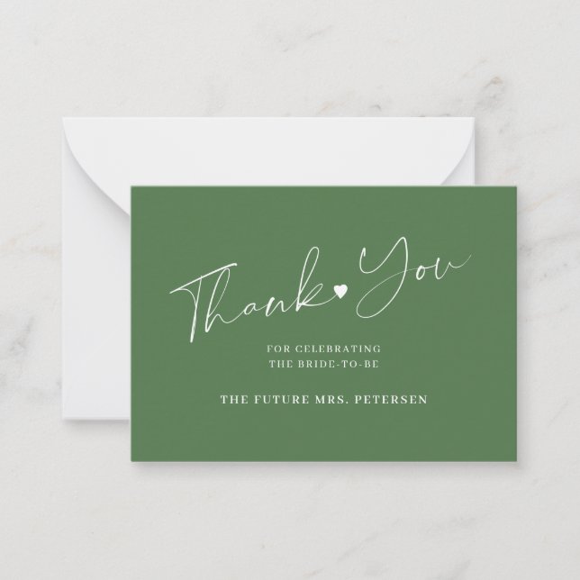 Carte De Correspondance Budget nuptiale chic script vert merci (Devant)