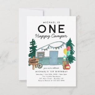 Carte De Correspondance Budget One Happy Camper Trees Camping 1er annivers