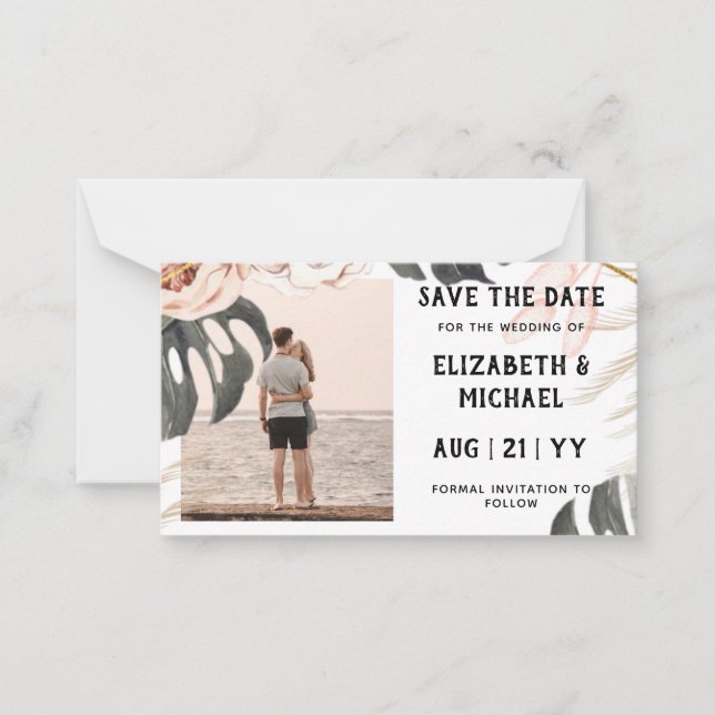 Carte De Correspondance BUDGET Photo Enregistrer Dates Plage tropicale (Devant)