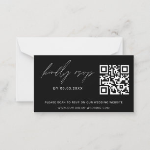 Carte De Correspondance Budget QR Code RSVP minimaliste Mariage site Web