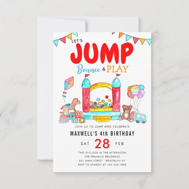 Carte De Correspondance Budget Rebondissons Trampoline Park Anniversaire (Devant)
