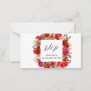 Carte De Correspondance Budget Rose rouge et rose florale 2SM Repas RSVP