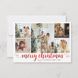 Carte De Correspondance BUDGET Rouge Joyeux Noël Coeur Script 5 Photo
