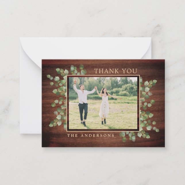 Carte De Correspondance Budget Rustic Green Mariage Photo Merci (Devant)