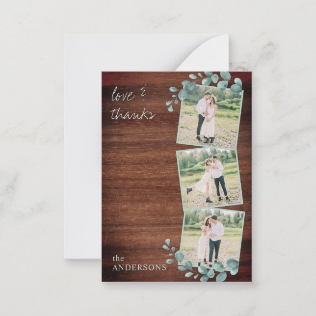 Carte De Correspondance Budget Rustic Green Photo Mariage Merci (Devant)