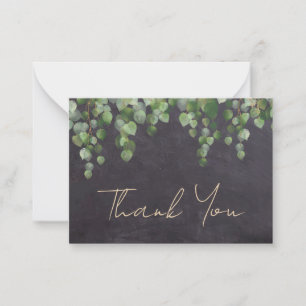 Carte De Correspondance Budget Rustic Greenery Chalkboard Thank You