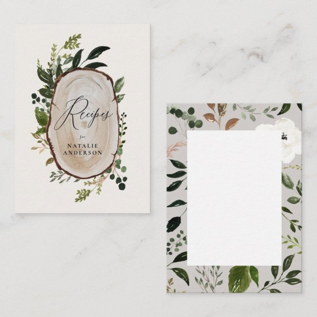 Carte De Correspondance budget Rustic wood slice recette card (Devant / Derrière)