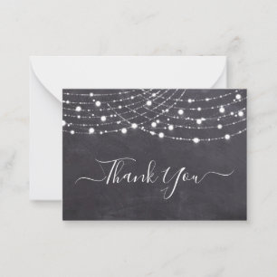 Carte De Correspondance Budget Rustique Chalkboard Chaîne Lumières Merci