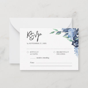 Carte De Correspondance BUDGET Rustique Élégant Dusty Blue Flowers RSVP