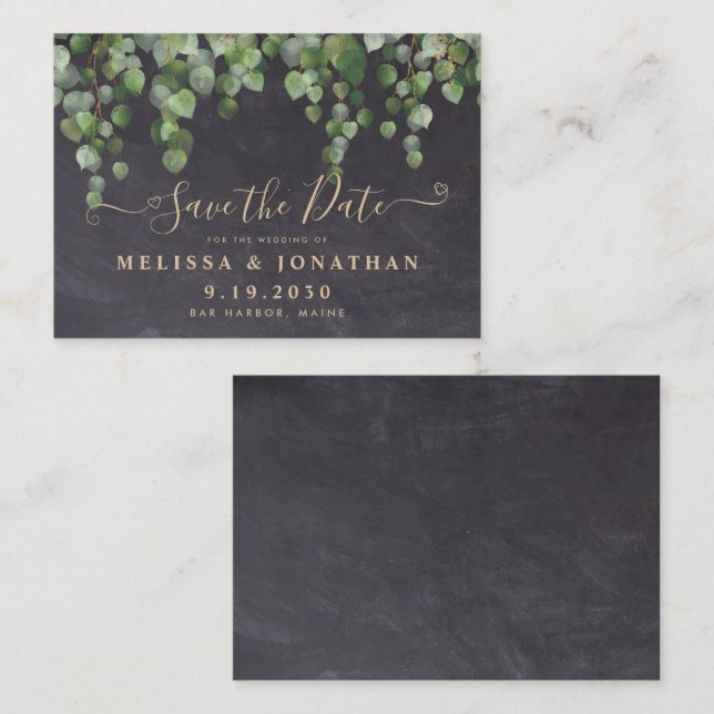 Carte De Correspondance Budget Rustique Eucalyptus Mariage Enregistrer La  (Devant / Derrière)