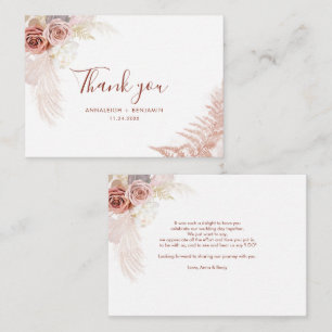 Carte De Correspondance Budget Terracotta Pampas Mariage en herbe Merci