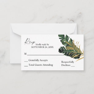 Carte De Correspondance Budget Tropical Palm Leaf Gold 2SM Pas de repas RS