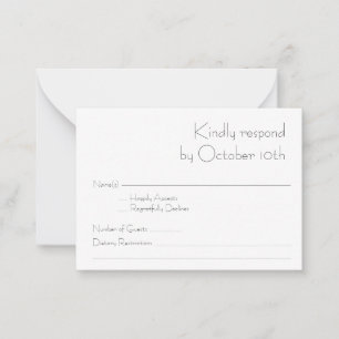 Carte De Correspondance Budget Typographie Moderne Simple Noir Blanc RSVP