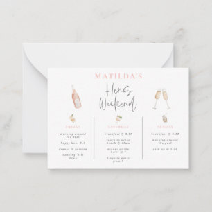 Carte De Correspondance budget Watercolor champagne poules week-end 3 jour