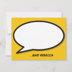 Carte De Correspondance Bulle de bande dessinée de discours personnalisée