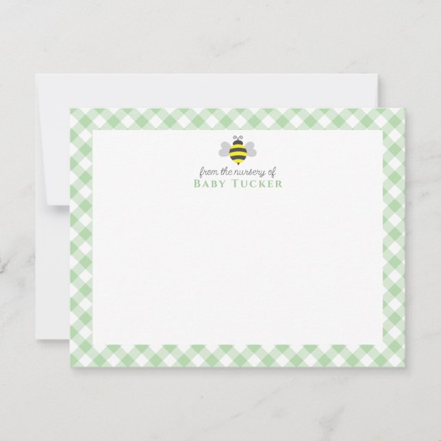 Carte De Correspondance Bumblebee Preppy New Baby Stationery Merci (Devant)