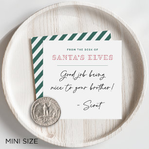 Carte De Correspondance Bureau des Elfes du Père Noël Mini Noël