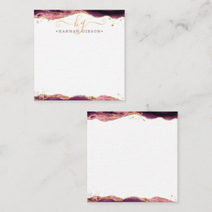 Carte De Correspondance Burgundy Agate Géode Script Monogramme Parties sci