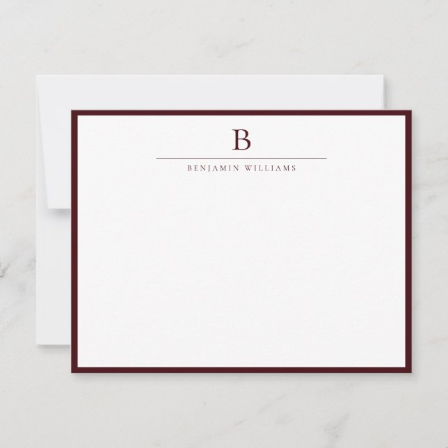Carte De Correspondance Burgundy Modern Stationery Classic  (Devant)