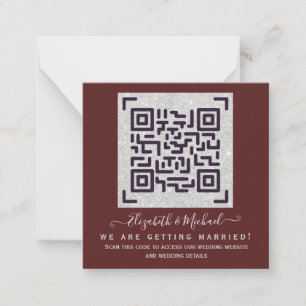 Carte De Correspondance BURGUNDY QR SCANNING CODE Mariage Détails du site