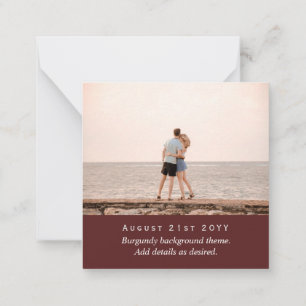 Carte De Correspondance Burgundy QR SCANNING CODE Mariage Site Web PHOTO N