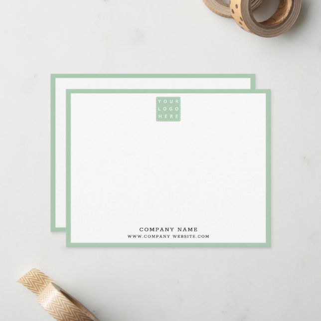 Carte De Correspondance Business Logo Company Name Green Border (Devant/Arrière en situation)