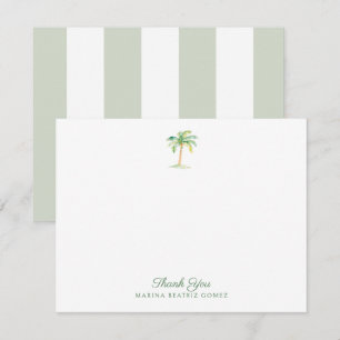 Carte De Correspondance Cabana Vert Côtier Grève Palmier Merci