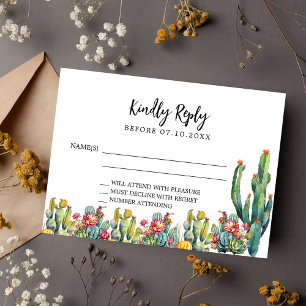 Carte De Correspondance Cactus fleurs du désert Réponse du mariage RSVP