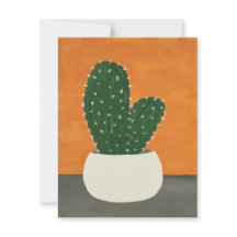 Cactus pointillé en acrylique orange et gris