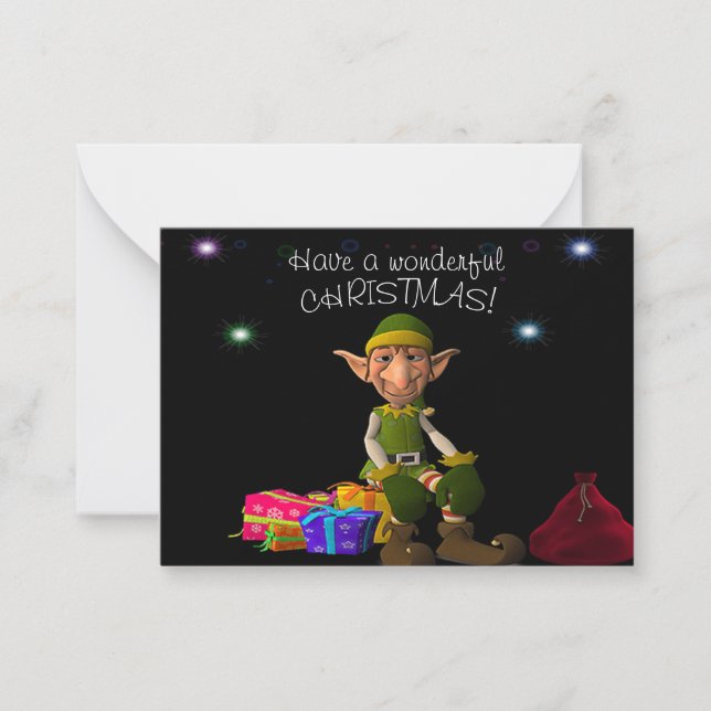 Carte De Correspondance Cadeau Elf Et Noël (Devant)
