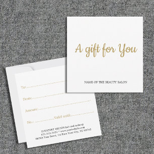 Carte De Correspondance Cadeau simple élégant propre faux or blanc
