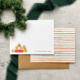 Carte De Correspondance Cadeaux de Noël de Noël à l'aquarelle moderne fest