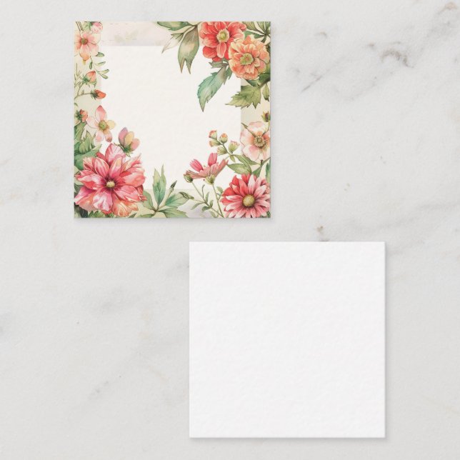 Carte De Correspondance Cadre d'aquarelle à fleurs florales (Devant / Derrière)