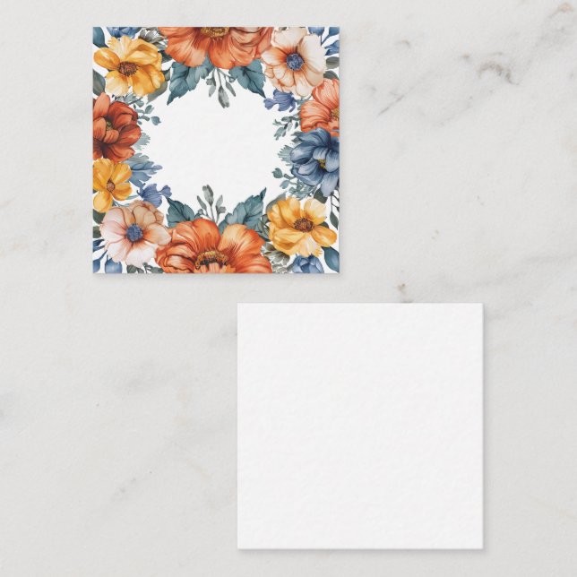 Carte De Correspondance Cadre d'aquarelle florale vif (Devant / Derrière)