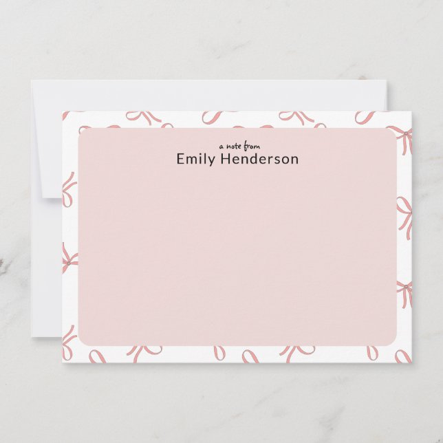 Carte De Correspondance Cadre de nœud coquette rose mignon (Devant)