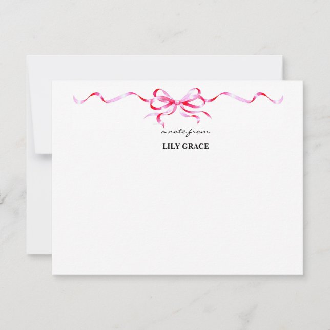 Carte De Correspondance Cadre de ruban à nœud rose blush de fille mignonne (Devant)