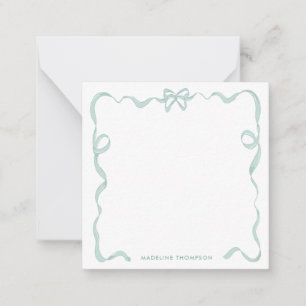 Carte De Correspondance Cadre de ruban à nœud vert menthe féminin mignon