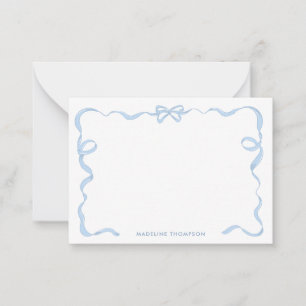 Carte De Correspondance Cadre en ruban bleu clair pour la fille mignonne